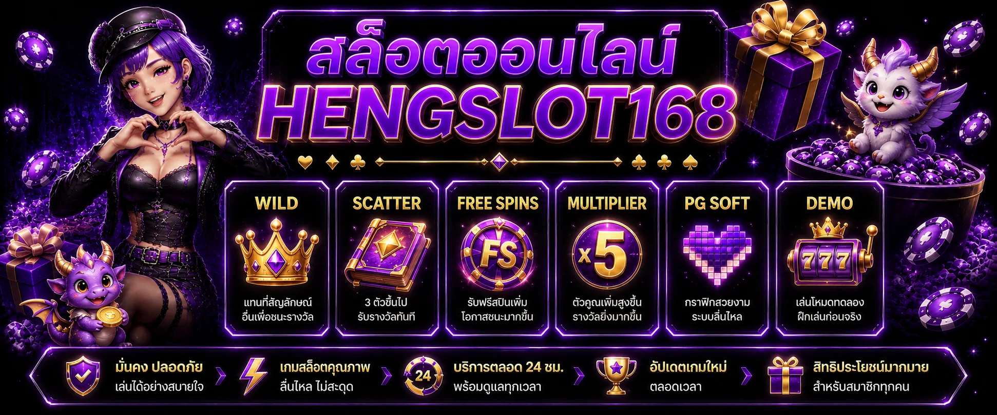 สล็อตออนไลน์ HENGSLOT168 พร้อมตัวละครเกม PG Soft